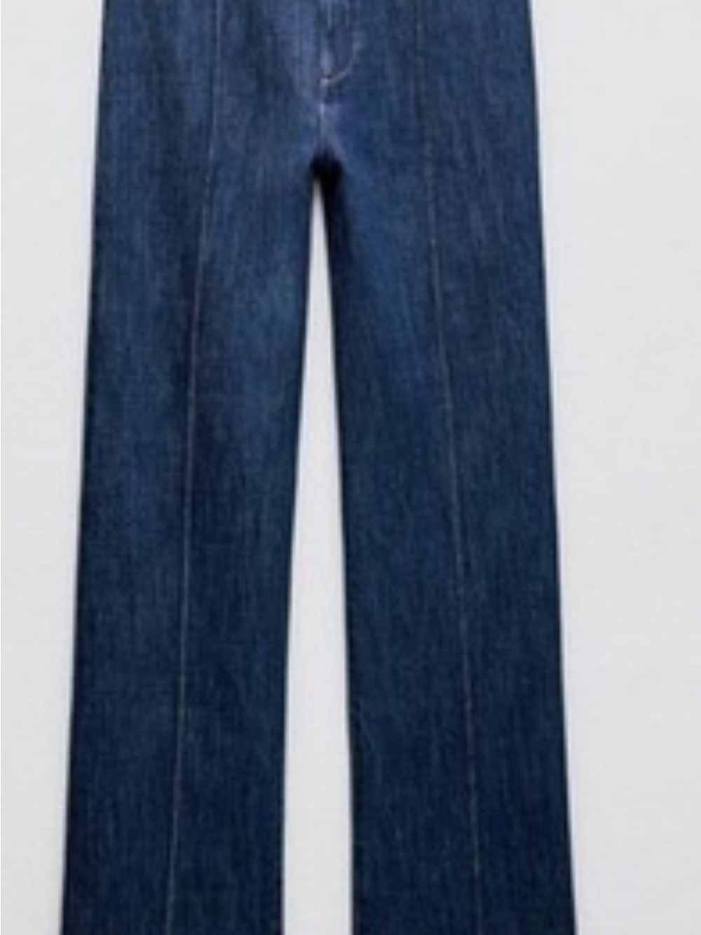 Zara Indigo Wide-Leg Creased Jeans